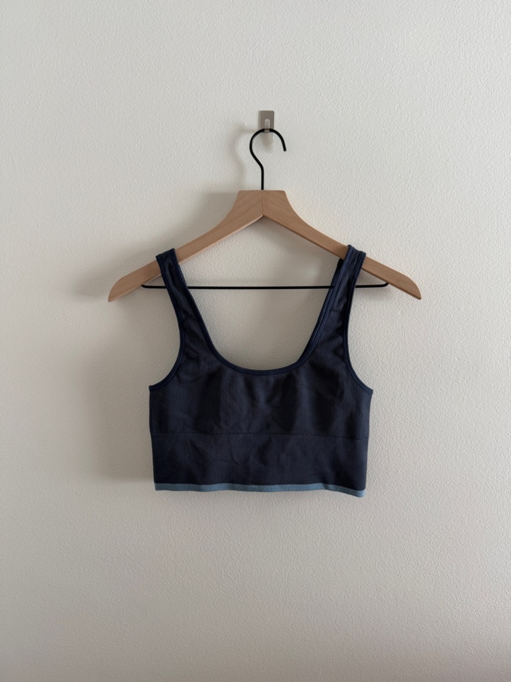 Outdoor Voices Navy Ribbed Scoop Crop Tank